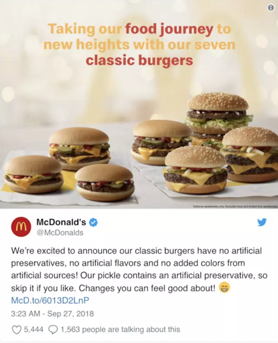 麦当劳一步步脱离人工添加剂，粉丝却有点想念从前的它